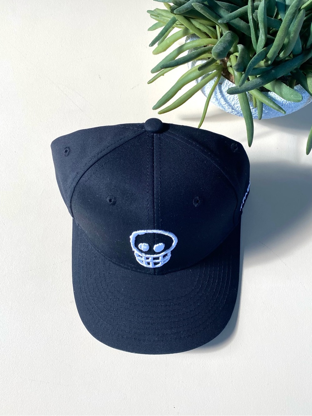 PADRE AZUL Tequila - Black Baseball Cap with White Skull Embroidery